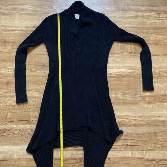 Cabi M Black Sweetheart Open Waterfall Cardigan Long Rib Knit Sweater Witchy - Picture 14 of 16